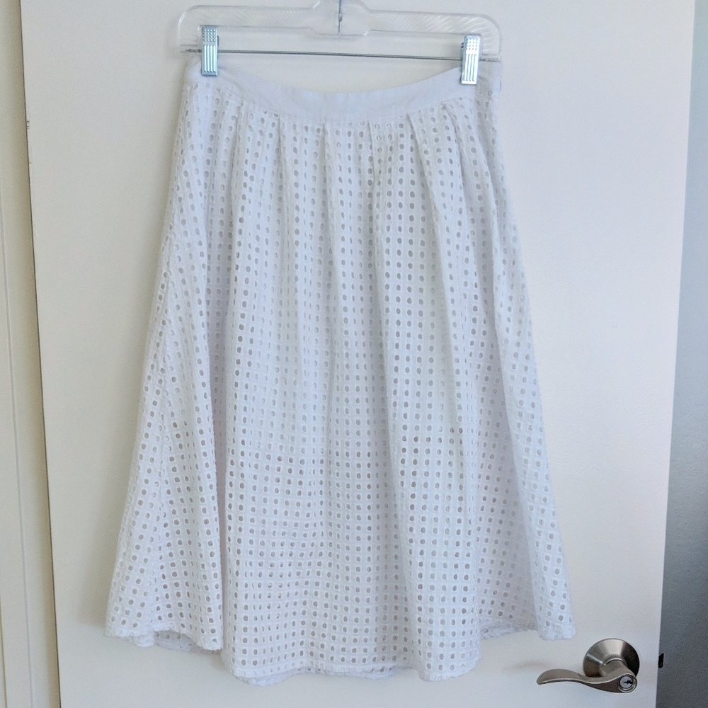Piperlime White Eyelet Midi Skirt